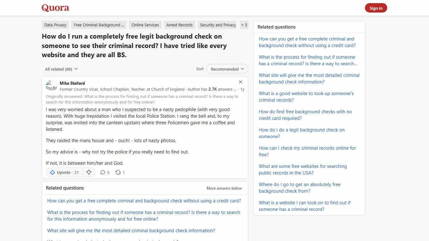 How to run a completely free legit background check on someone to see their criminal record - Quora